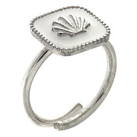 Adjustable ring, shell on white enamel, 925 silver HOLYART Collection
