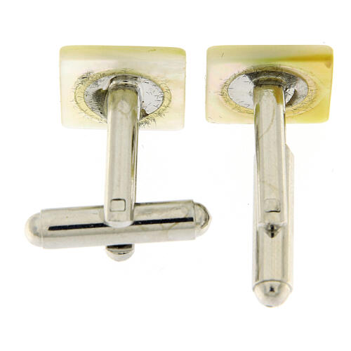 Square cufflinks with Maltese cross, white mother-of-pearl 2