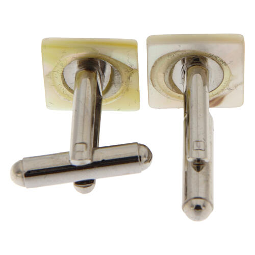 Square cufflinks with Maltese cross, white mother-of-pearl 2