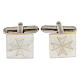 Square cufflinks with Maltese cross, white mother-of-pearl s1