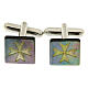 Square cufflinks with Maltese cross, grey mother-of-pearl s1