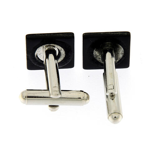 Square cufflinks with Maltese cross, black mother-of-pearl 2