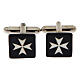 Square cufflinks with Maltese cross, black mother-of-pearl s1