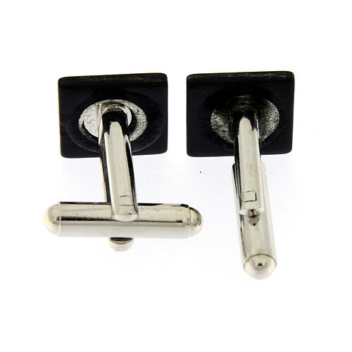 Black mother-of-pearl Maltese cross square cufflinks 2