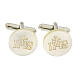 Round cufflinks with JHS, white mother-of-pearl s1