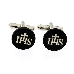 Round black mother-of-pearl JHS cufflinks