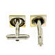 Cufflinks with JHS, square white mother-of-pearl button s2