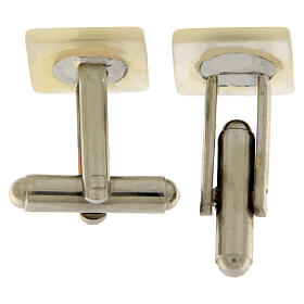 JHS square cufflinks white mother-of-pearl 