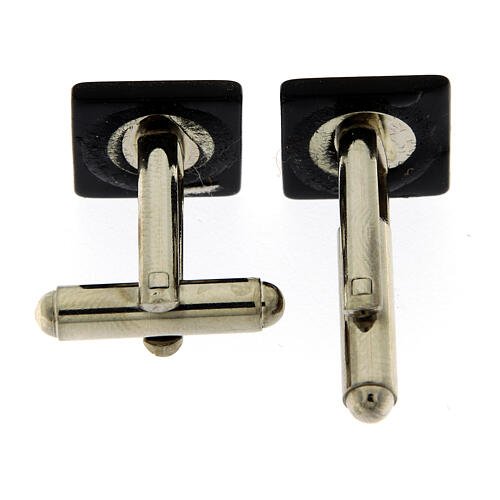 Cufflinks with JHS, square black mother-of-pearl button 2