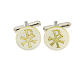 Cufflinks with Chi-Rho, round white mother-of-pearl button s1