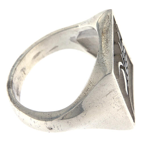 Adjustable signet ring with ear of wheat, 925 silver, for men, HOLYART Collection 3