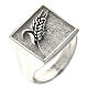 Adjustable signet ring with ear of wheat, 925 silver, for men, HOLYART Collection s1