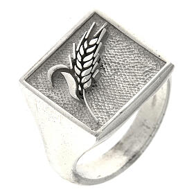 Religious ring wheat spike 925 silver adjustable, for men, HOLYART Collection