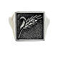 Adjustable signet ring with ear of wheat, burnished 925 silver, for men, HOLYART Collection s2