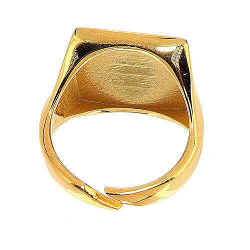 Adjustable signet ring for man with ear of wheat, gold-plated 925 silver, HOLYART Collection 3