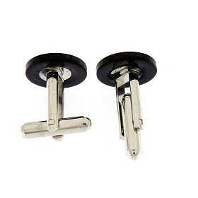 Cufflinks with Chi-Rho, round black mother-of-pearl button