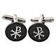 Cufflinks with Chi-Rho, round black mother-of-pearl button s1