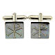 Cufflinks with Christogram, square grey mother-of-pearl button s1