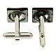 Cufflinks with Christogram, square grey mother-of-pearl button s2