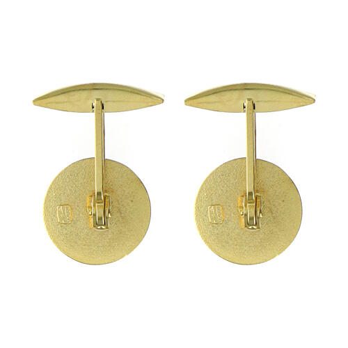 Botões de punho Jubileu 2025 prata 925 logótipo dourado 15 mm 2