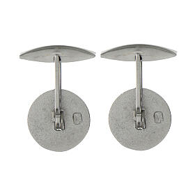 Cufflinks with 2025 Jubilee rhodium-plated logo, 925 silver, 0.6 in