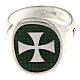Adjustable unisex signet ring with Maltese cross on green enamel, 925 silver, HOLYART Collection s4