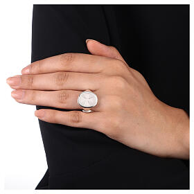 Größenverstellbarer Ring, Malteserkreuz, weiß, aus 925er Silber, HOLYART Collection