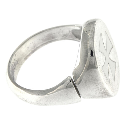 Größenverstellbarer Ring, Malteserkreuz, weiß, aus 925er Silber, HOLYART Collection 5