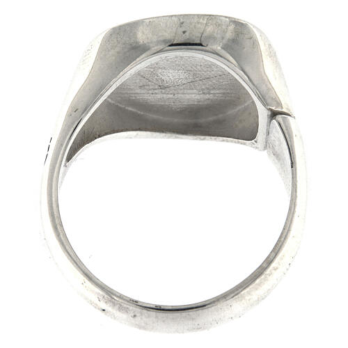 Größenverstellbarer Ring, Malteserkreuz, weiß, aus 925er Silber, HOLYART Collection 6