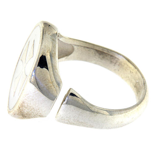 HOLYART Collection unisex verstellbarer Ring aus Silber mit weißem Malteserkreuz  5