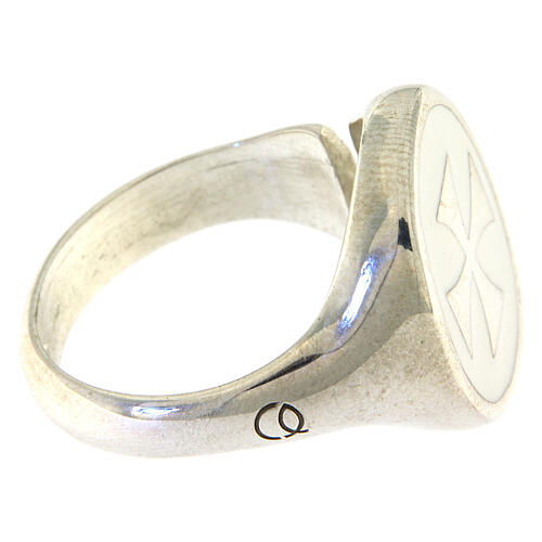 HOLYART Collection unisex verstellbarer Ring aus Silber mit weißem Malteserkreuz  7