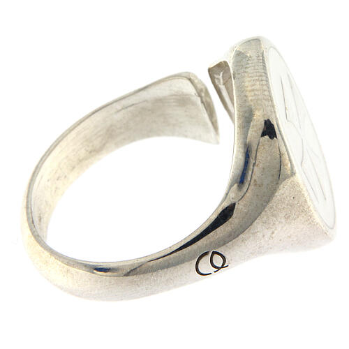 HOLYART Collection unisex verstellbarer Ring aus Silber mit weißem Malteserkreuz  8