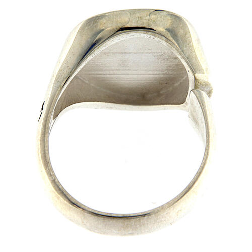 HOLYART Collection unisex verstellbarer Ring aus Silber mit weißem Malteserkreuz  9