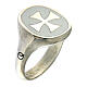 Adjustable signet ring with Maltese cross on white enamel, 925 silver, HOLYART Collection s1