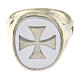Adjustable signet ring with Maltese cross on white enamel, 925 silver, HOLYART Collection s3