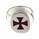 Adjustable unisex signet ring with burgundy Maltese cross, 925 silver, HOLYART Collection s4