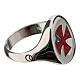 Adjustable unisex signet ring with burgundy Maltese cross, 925 silver, HOLYART Collection s6