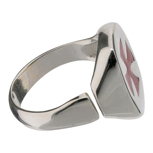 Anillo plata 925 cruz de Malta burdeos unisex ajustable HOLYART Collection 3