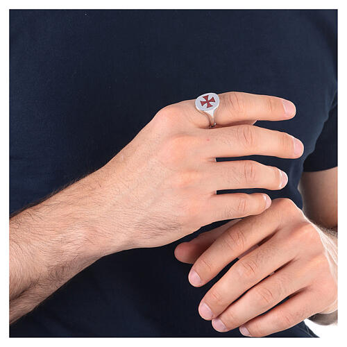 Anello argento 925 croce di Malta bordeaux unisex regolabile HOLYART Collection 4