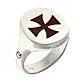 Unisex 925 silver ring with Maltese cross burgundy adjustable HOLYART Collection s1