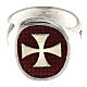 Adjustable signet ring with Maltese cross on burgundy enamel, 925 silver, HOLYART Collection s4