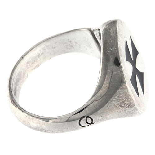 Verstellbarer HOLYART Collection Ring aus Silber 925 mit schwarzem Malteserkreuz 5