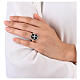 Adjustable unisex signet ring with Maltese cross on black enamel, 925 silver, HOLYART Collection s3