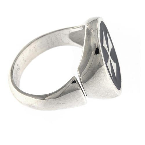 Unisex 925 silver ring with Maltese cross black adjustable HOLYART Collection 5