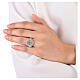 Größenverstellbarer Ring, Malteserkreuz, grün, aus 925er Silber, satiniert, HOLYART Collection s3