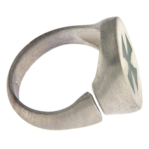 Anello regolabile croce di Malta verde unisex argento 925 satinato HOLYART 5