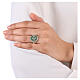 Größenverstellbarer Ring, Malteserkreuz, grün, aus 925er Silber, satiniert, HOLYART Collection s2