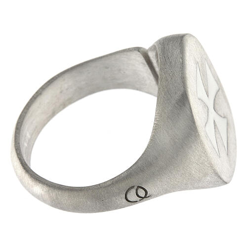 Größenverstellbarer Ring, Malteserkreuz, weiß, aus 925er Silber, satiniert, HOLYART Collection, unisex 5