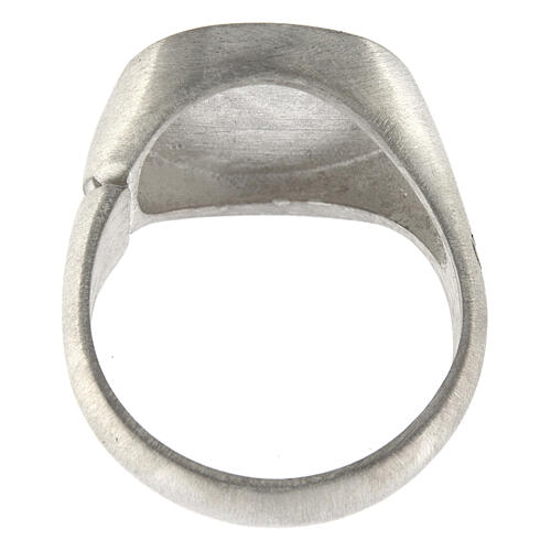 Größenverstellbarer Ring, Malteserkreuz, weiß, aus 925er Silber, satiniert, HOLYART Collection, unisex 6