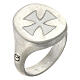 Adjustable unisex signet ring with white Maltese cross, mat 925 silver, HOLYART Collection s1